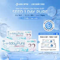 Kính Áp Tròng Cận Thị Lens Optic Trong Suốt 1 Ngày SEED Pure Chuẩn Y Tế, Siêu Mỏng Nhẹ Chống Tia UV Có Độ
