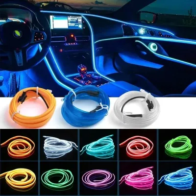 Đèn LED Trang Trí Nội Thất Ô Tô Dây EL Dải Đèn Neon 1M/3M/5M Ánh Sáng Xung Quanh Linh Hoạt USB DIY Tự Làm Đèn Tạo Không Khí Tiệc Tùng Diode