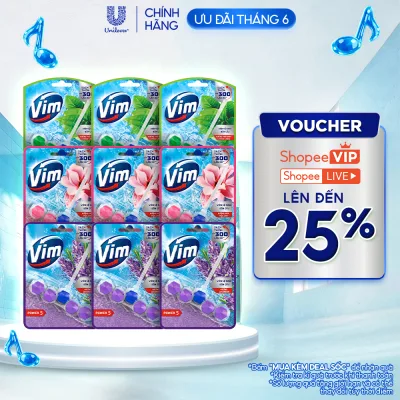Combo 3 Viên Treo Vệ Sinh Bồn Cầu Vim Power 5 | Sạch Thơm Đến 300 Lần Xả (50g-55g/viên)
