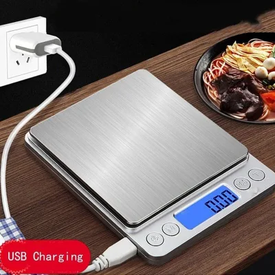Cân điện tử có thể sạc lại USB Độ chính xác 500g / 0,01g 3kg / 0,1g Cân điện tử Cân nhà bếp Cân thảo dược Cân nướng thực phẩm Nhà bếp Mini Cân điện tử di động Cân bỏ túi chính xác Cân trà Trang sức S