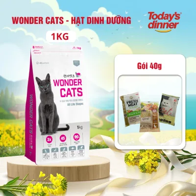 Thức ăn cho mèo mọi lứa tuổi WONDER CAT 1kg, hạt thức ăn khô nhập khẩu Hàn Quốc