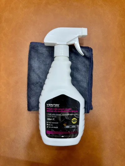 Plastic Polish, Car Shell Shine, Paint Shine, Metal Protection with Spray Nozzle, Free Ventek Shinex Cleaning Cloth 400ml