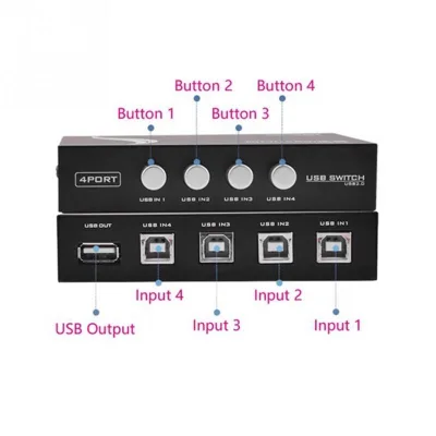 Bộ chia máy in 1 ra 2 cổng, 4 cổng, switch chia máy in 1 ra 2, 1 ra 4, 1 máy in dùng 2 máy tính, 1 máy in dùng 4 máy tín