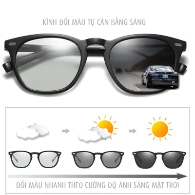 Kính đổi màu đi ngày và đêm AORON Khung nhôm magie bản lề lò xo, mắt kính polarized phân cực chống chói, chống UV400, tặng kèm hộp và khăn - MK1920