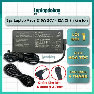 Bộ Adapter Sạc Laptop Asus 240W 20V – 12.0A Kim Lớn 6.0mm x 3.7mm – Asus Gaming Sạc zin theo máy chính hãng (tặng dây nguồn) - Bảo hành 06 tháng 1 đổi 1