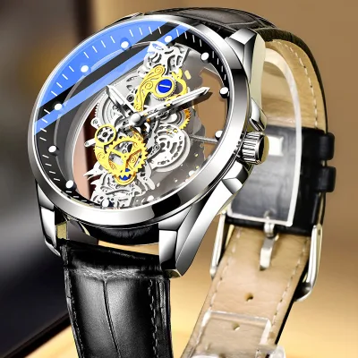 Crnaira C059 - F736 Men's Watch High Quality Leather Strap, Water Resistant for Daily Use, Luxurious Clear Mineral Glass