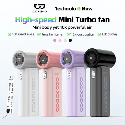 Quạt bỏ túi tốc độ cao GOOJODOQ Màn hình LED tăng cường sức gió gấp 10 lần và dây đeo di động4000mAh