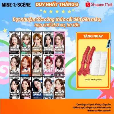 Nhuộm tóc mise en scène Hello Bubble 100g công thức cải tiến, dạng bọt bền lâu tan, tông màu xu hướng