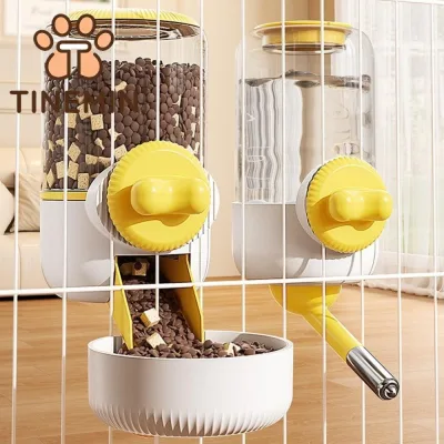 TINEMIN Nhựa Dụng cụ cho thú cưng ăn Tự động Sức chứa lớn Lồng treo bát Có thể tháo rời Bình đựng thức ăn nước Dành cho chó con Mèo Thỏ
