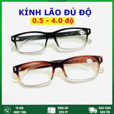 Kính lão đọc sách cho người lớn tuổi, kính viễn thị từ 0.5 độ - 4 độ bản lề sắt 020 - Boby