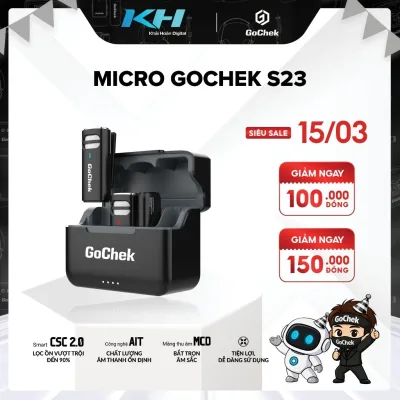 Micro Thu Âm Không Dây GoChek S23 – Kèm Dock Sạc, Lọc Tạp Âm, Dùng Cho Điện Thoại/Máy Tính