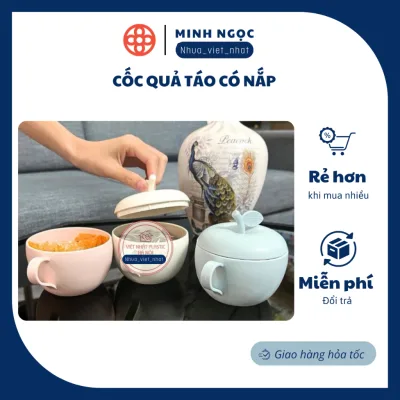 Cốc quả táo có nắp Việt Nhật xinh xắn - Cốc đựng đồ ăn vặt , hướng dương, kẹo bánh (6018)