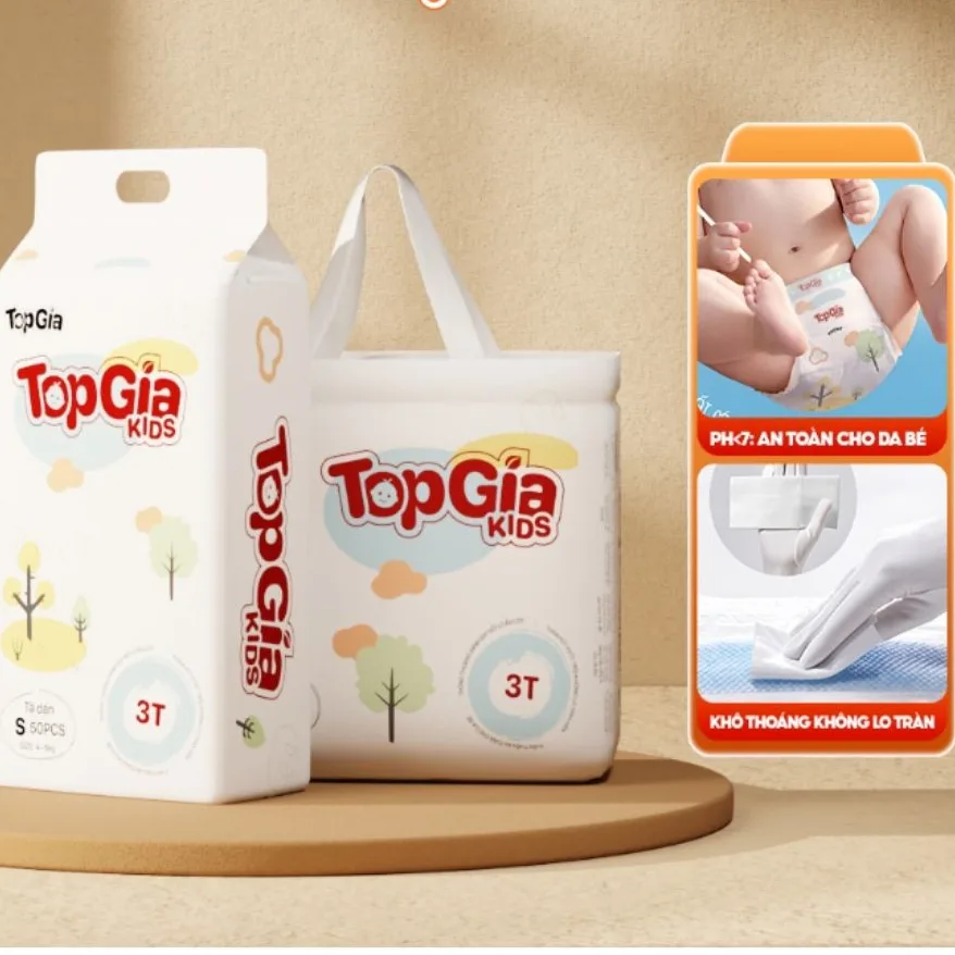 Tã/Bỉm TopGiaKids mềm mại, co dãn, Siêu Mỏng, Thoáng Khí tạo cảm giác thoải mái An Toàn Cho Da Bé, Đủ Kích Cỡ