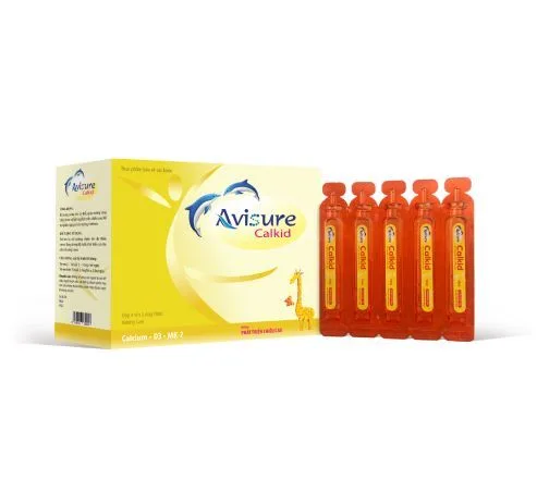 Avisure Calkid canxi hữu cơ cho bé,dạng nước, vị cam, dễ uống,giúp bé tăng chiều cao, xương chắc khỏe (hộp 30 ống)