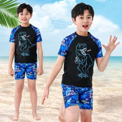Đồ bơi bé trai dáng rời gồm áo + quần đùi KÈM MŨ BƠI HB2519, đồ tắm, đồ đi biển cho bé TỪ 20-50KG