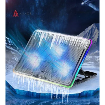 Ajazz ANC160 Máy làm mát máy tính xách tay chơi game 3 quạt 2 cổng USB có đèn RGB Máy tính xách tay Tấm làm mát máy tính xách tay cấp Esports Đế làm mát tản nhiệt turbo