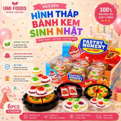 Kẹo dẻo trái cây hình tháp bánh kem sinh nhật dễ thương cho bé