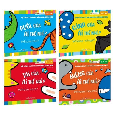 Sách thiếu nhi - Bộ sách lật mở khám phá song ngữ - CỦA AI THẾ NHỈ? - Sách tương tác, dành cho trẻ 0-4 tuổi