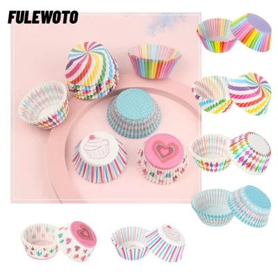 FILEWOTO 100 Chiếc Cốc Nướng Bánh, Khuôn Chống Dính Giấy Chống Dính Bánh Cupcake Lót, Kích Thước Tiêu Chuẩn Dùng Một Lần Lớp Lót Bánh Cupcake Cấp Thực Phẩm Nhiều Màu Sắc Để Làm Bánh Đồ Dùng Làm Bánh