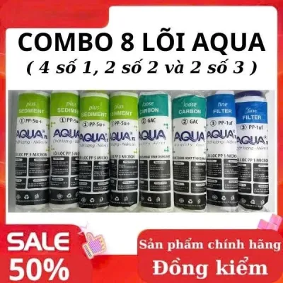 Combo 8 Lõi Lọc Nước Aquaca 1-2-3 Chính Hãng | 4 Lõi Số 1 + 2 Lõi Số 2 + 2 Lõi Số 3 Thay Thế Máy Lọc Nước