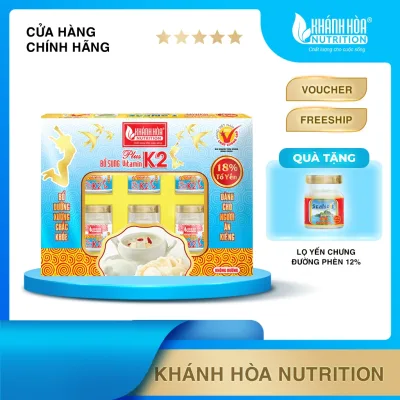 Bird's Nest Drink Gift Box 18% Bird's Nest Vitamin K2 Supplement Sugar Free - Khanh Hoa Nutrition - (Box of 6 Bottles X 70ml)