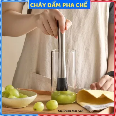 Chày Dầm Pha Chế Inox, Chày Dầm Hoa Quả, Dụng Cụ Bartender, Đầu Nhựa Cao Cấp, Kích Thước 25cm