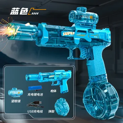 Mô Hình Đồ Chơi Phun Nước Điện UZI, Mp5, Super Cao cấp hút nước tự động có đèn tia lửa pin sạc . Đồ chơi giải trí mùa hè đẳng cấp Toy Pin led