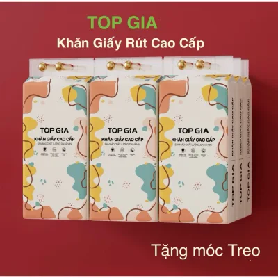 Thùng 6 bịch tặng 3 móc treo Khăn giấy vệ sinh treo tường Top Gia thùng 6 bịch đa sắc. 1280 tờ 4 lớp