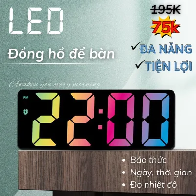 Đồng hồ Mặt Kính báo thức LED để bàn MINT DECOR decor bàn học bàn làm việc vintage quà Sinh nhật