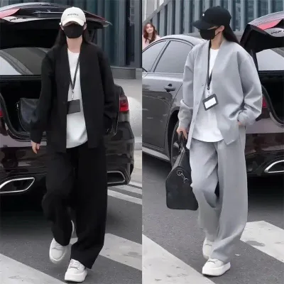 Mùa Xuân Thu Thời Trang Lười Phong Cách Phù Hợp Với Nam Nữ Áo Cardigan Hợp Thời Trang Rời Áo Khoác Size Lớn Thời Trang Ba Mảnh Phù Hợp Với Hợp Thời Trang