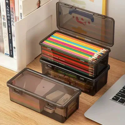 Hộp Bảo Quản Trong Suốt Lớn Có Thể Xếp Chồng Hộp Đựng Bút Chì Di Động Phác Thảo Bút Chì Nghệ Thuật Dụng Cụ Dán Bảo Quản Hộp Đựng Văn Phòng Phẩm Văn Phòng Tại Nhà Máy Tính Để Bàn Người Tổ Chức