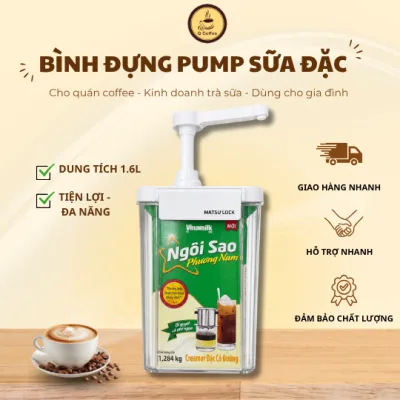 Bình Đựng Sữa Đặc, Siro Dung Tích 1600ML Bình Bơm Sữa Đặc Định Lượng Trong Pha Chế Tháo Lắp Dễ Dàng Tiện Lợi