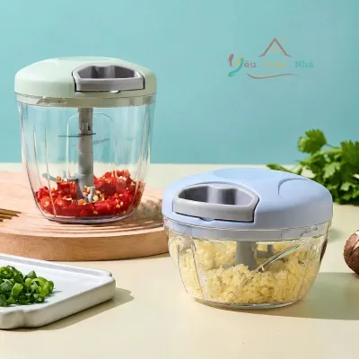 Máy Xay Tỏi Ớt Mini Cầm Tay Dây Rút Tiện Lợi, Dụng Cụ Xay Rau Củ, Thịt, Gia Vị Không Cần Điện