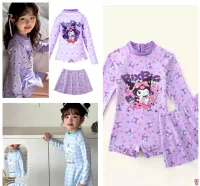(13-40kg) ĐỒ BƠI, BIKINI LIỀN QUẦN TAY DÀI KÈM VÁY RỜI HOẠ TIẾT KUROMI, CINAMOL XINH XẮN CHO BÉ GÁI DIỆN ĐI BIỂN, ĐI BƠI