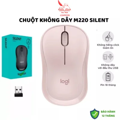 Chuột Không Dây Logitec M220 Silent Aphavin - Giảm Ồn 90%, USB, Tặng Pin, Phù Hợp PC/Laptop BH 1 Năm