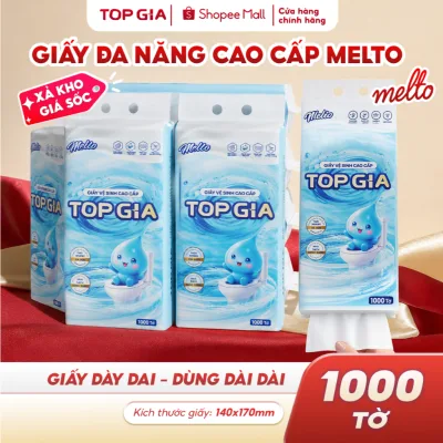 Giấy vệ sinh treo tường đa năng TopGia Melto 1000 Tờ/4 lớp dập vân 4D , mềm mịn tiện lợi