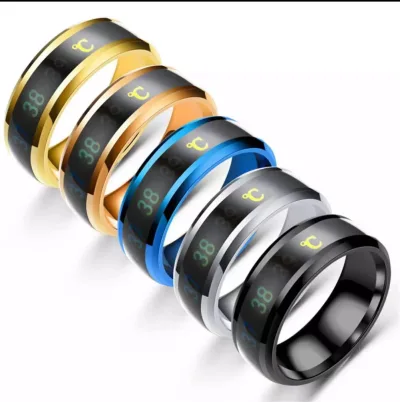 【Sẵn Sàng! 】 Vòng Nhiệt Độ Thông Minh Mới 5 Màu Nhẫn Đôi Cảm Xúc Tâm Trạng Bằng Thép Titan Nhẫn Ngón Trỏ Nhạy Cảm Với Nhiệt Độ Thông Minh Cho Nam Nữ Trang Sức Không Thấm Nước