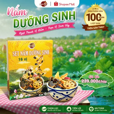 Set Canh Nấm Dưỡng Sinh 16 Vị Nấm Sấy Thăng Hoa Thượng Hạng [Phần Nấu 5-7 người dùng]