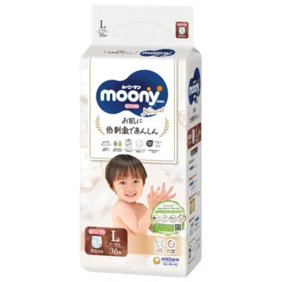Bỉm Moony Natural Chính Hãng - Bỉm Moony Dán/Quần Đủ Size NB63/S58/M48/L36/XL32..........................