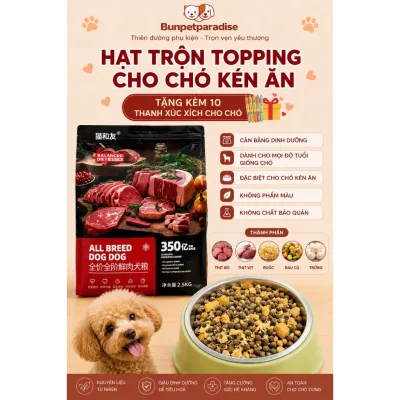 Thức ăn hạt cao cấp, hạt trộn topping cho chó kén ăn