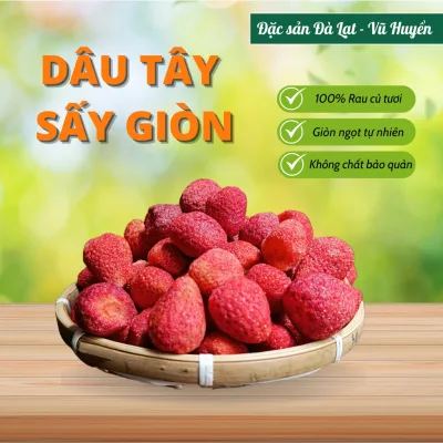Dâu Tây Sấy Giòn, Dâu Tây Sấy Thăng Hoa Nguyên Trái Chua Ngọt Tự Nhiên Giữ Nguyên Vị Đặc Sản Đà Lạt