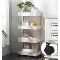 Kệ đựng đồ đa năng 4 tầng có bánh xe đẩy chuyên dụng cho spa, phòng tắm, bếp chất liệu inox cao cấp