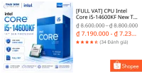 [FULL VAT] CPU Intel Core i5-14600KF New Tray Chính Hãng | 14 Nhân 20 Luồng | Socket LGA1700 | Bảo Hành 36 Tháng