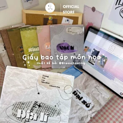 Giấy Bao Tập, Bao Vở, Bao Sách Theo Môn Học Retro 3rd | thiết kế bởi Bliss.
