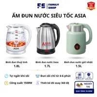 (Chính hãng) Ấm đun nước siêu tốc Asia đun sôi siêu nhanh, tự ngắt an toàn, đế xoay 360 độ, bảo hành 2 năm