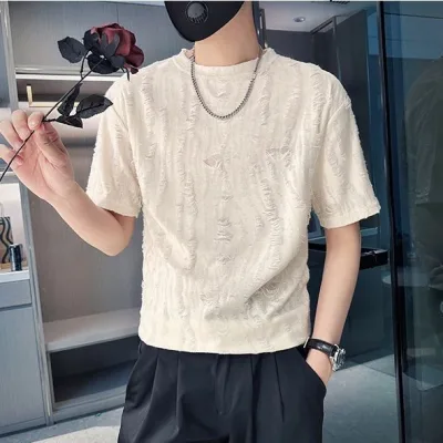 2024 Phong Cách Ice Silk Ripped Áo Thun Nam Tay Ngắn Hợp Thời Trang Nam Mặc Áo Thun Hợp Thời Trang Đẹp Trai Nửa Tay Cao Cấp 2024 Phong Cách Ice Silk Rách Áo Thun Nam Tay Ngắn Hợp Thời Trang Nam Mặc Áo Thun Hợp Thời Trang Đẹp Trai