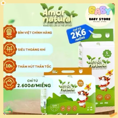 Tã Bỉm Quần Dán AMOR NATURE ,bỉm Việt,Bỉm trà xanh mềm mỏng thấm hút tốt