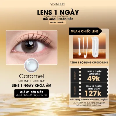 VIVIMOON lens khóa ẩm 1 ngày màu nâu Caramel (x2 để đặt 1 đôi - Giá 1 bên mắt)