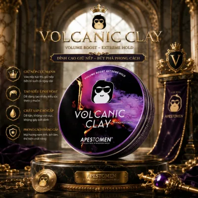 Sáp Vuốt Tóc Nam Volcani.c Clay 80g - Giữ Nếp 24h, Mùi Hương Nhẹ Nhàng, Phù Hợp Mọi Kiểu Tóc