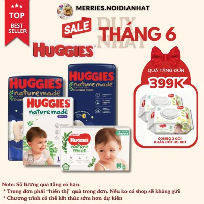 Bỉm HUGGIES NATURE MADE size M58/L44/XL 38/XXL26/S82/NB60